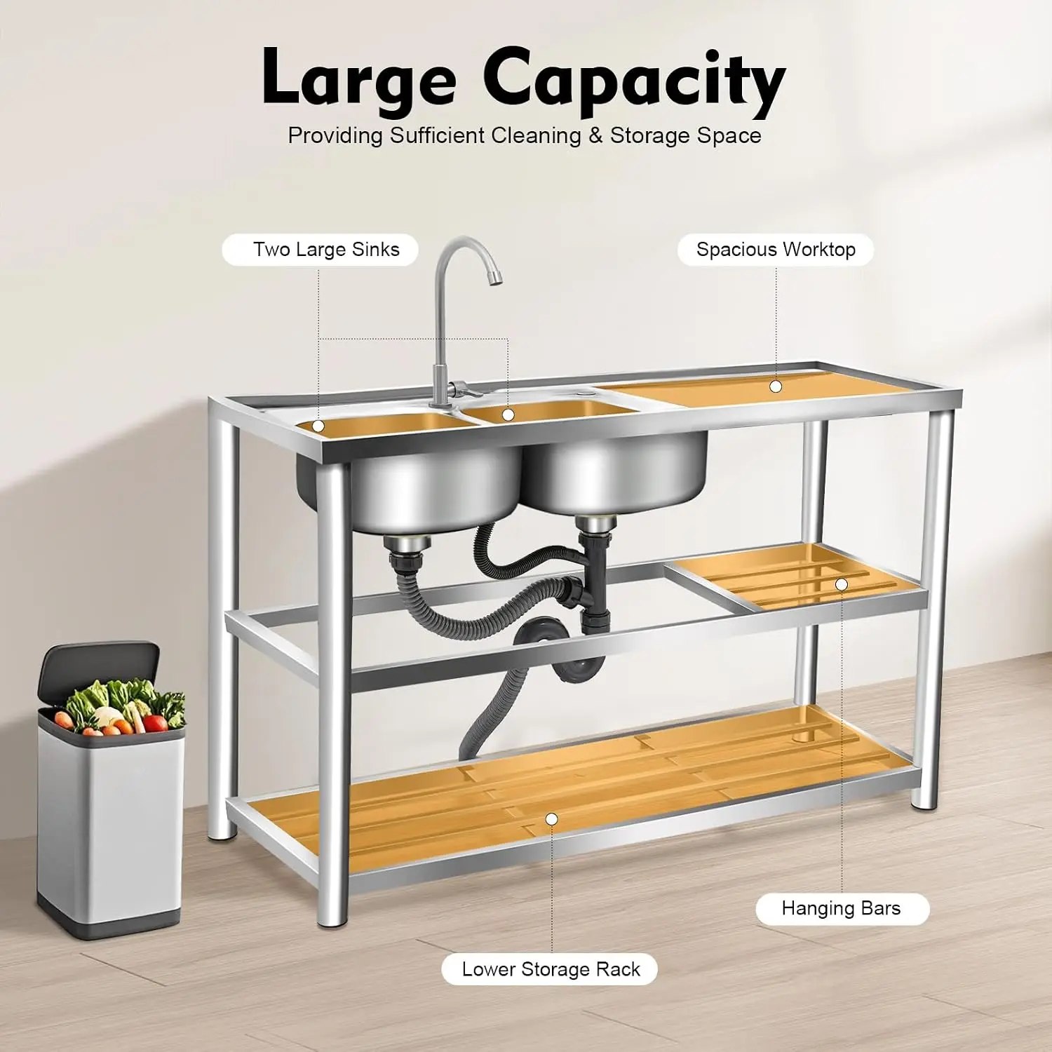 Kitchen Freestanding Prep Sink - đánh giá và giá Commercial Kitchen Worktops